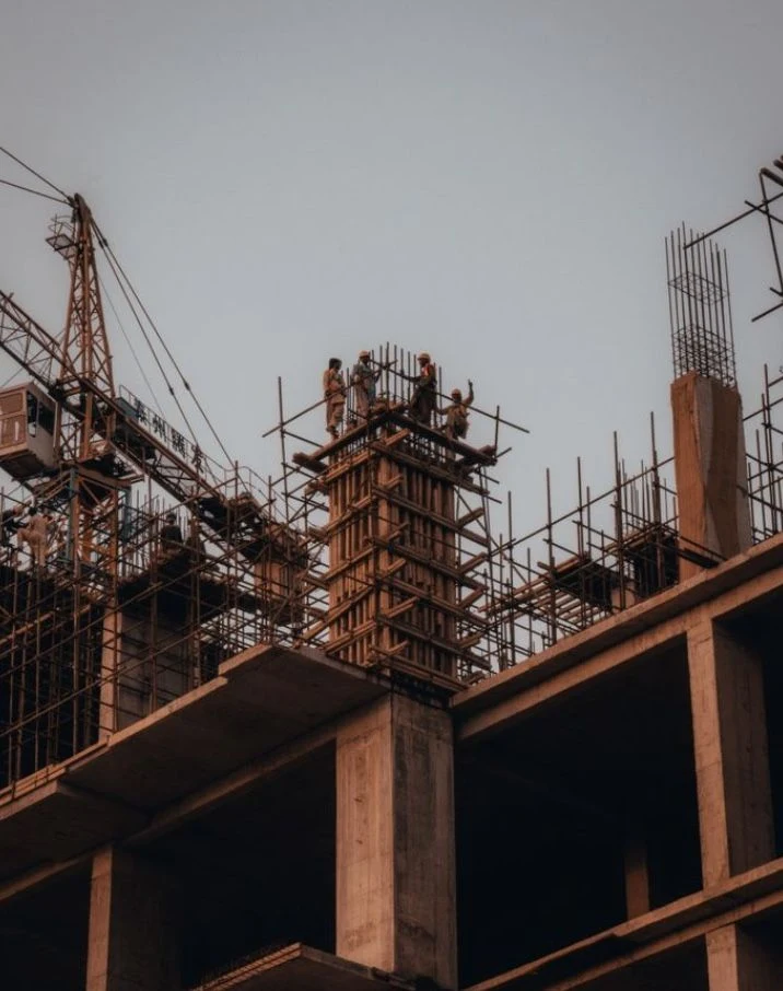 Concrete structure and formwork during construction